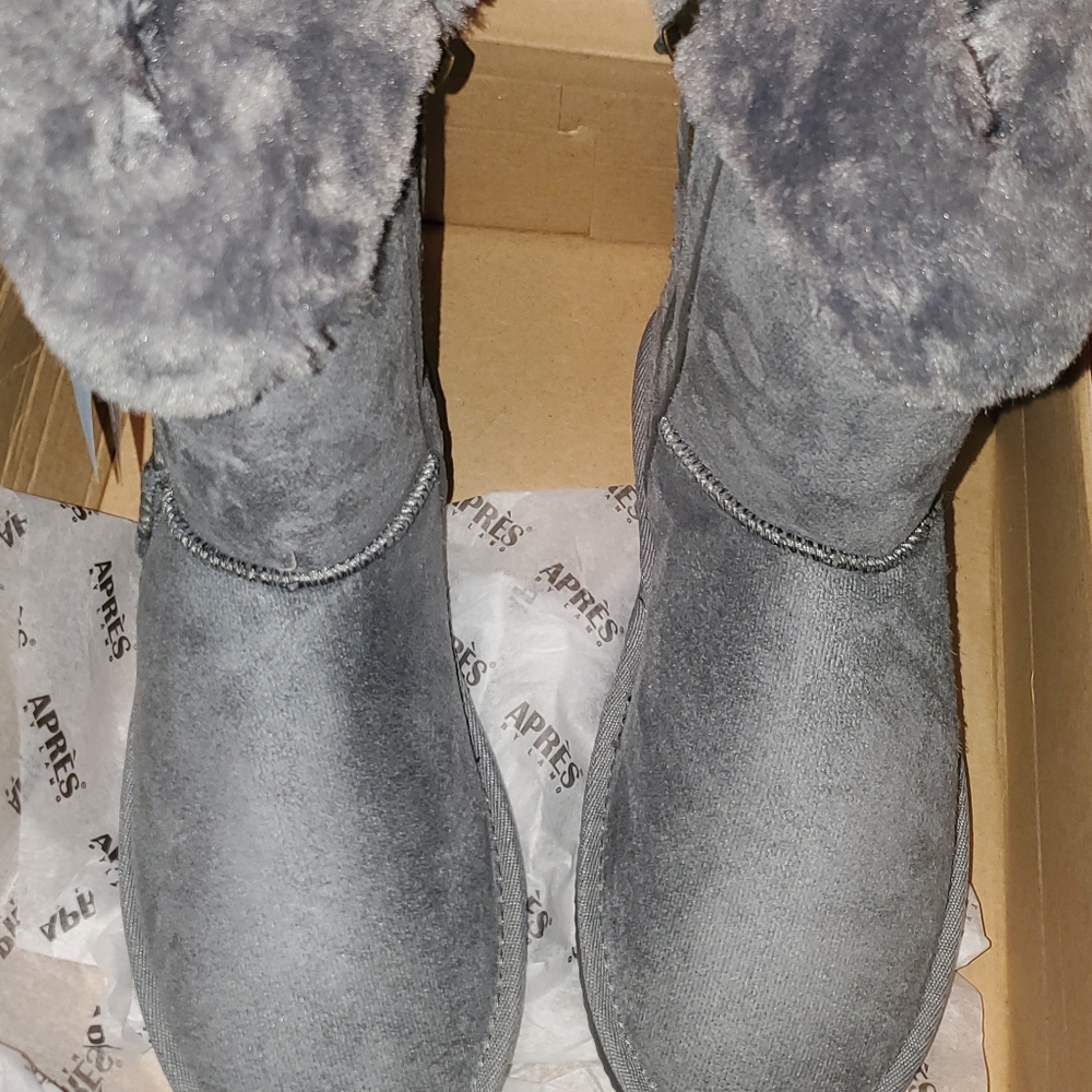 Apres Charcoal Faux Fur-Trim Terrace Boot - Women